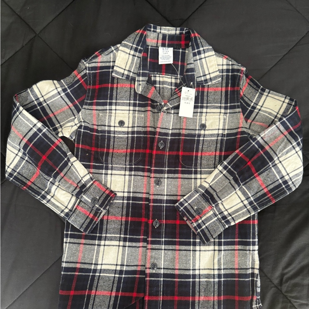 GAP Kids Plaid Button Down Shirt - Red, Blue, White
